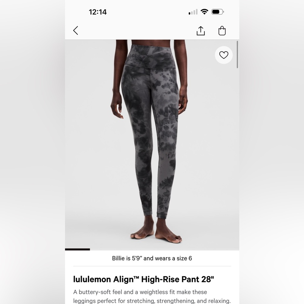 Lululemon Black Tie-Dye High-Rise Leggings
